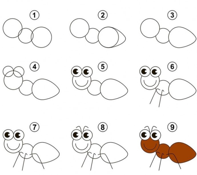 ​Как нарисовать муравья