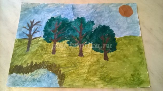 Рисование на мятой бумаге