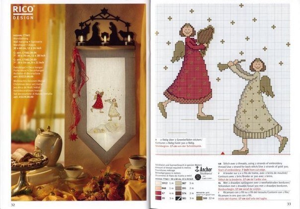 Схемы детской вышивки милых ангелочков к Рождеству