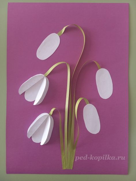 Объёмная аппликация "Подснежники" Объёмная аппликация "Подснежники"