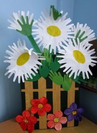 Цветочные аппликации из ладошек Цветочные аппликации из ладошек