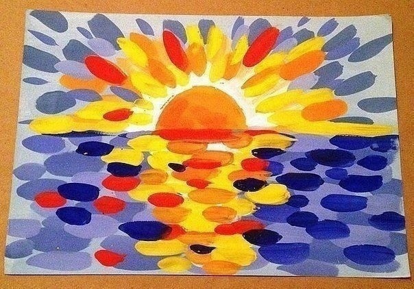 ​Рисуем разноцветный закат солнца