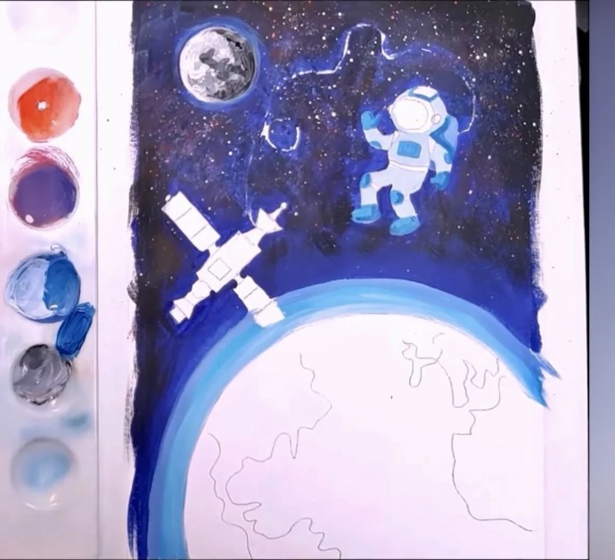 Рисуем космонавта в космосе