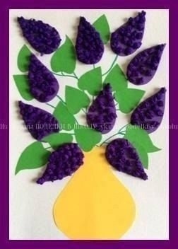 Аппликация из бумаги "Сирень в вазе"