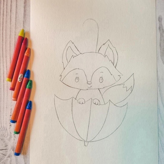 ​Рисуем озорного лисёнка