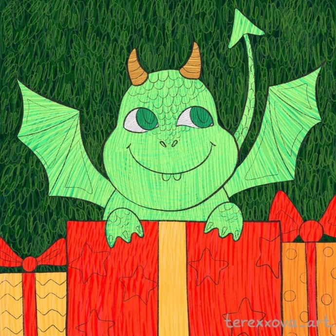 ​Рисуем дракошку