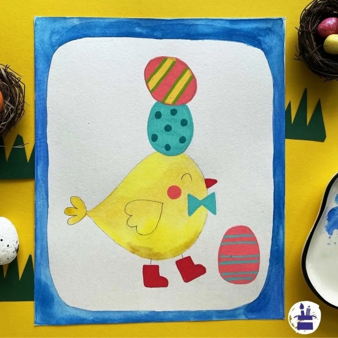 Рисуем цыпленка с яйцами