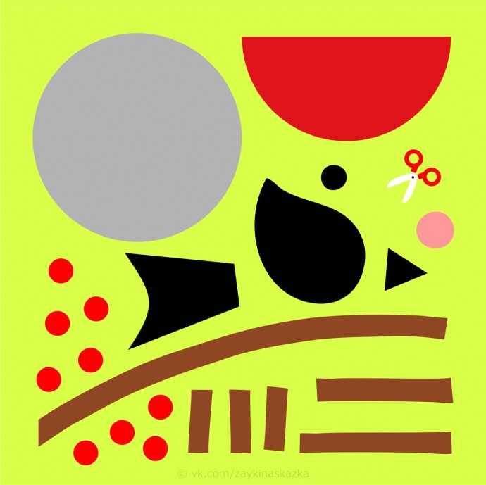 ​Снегирь из цветной бумаги