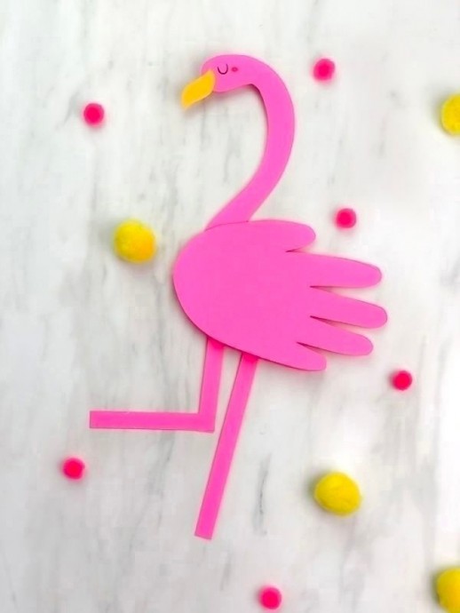 Открытка детскими руками "Фламинго" Открытка детскими руками "Фламинго"