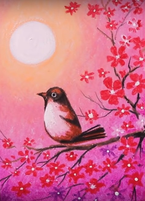 Птичка на цветущей веточке Птичка на цветущей веточке