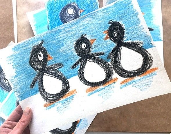 Учимся рисовать пингвинов