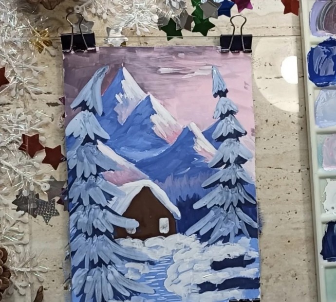 Рисуем снежный пейзаж