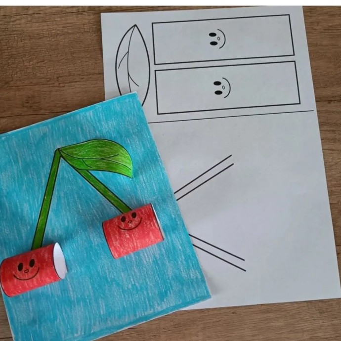 Объемная аппликация с вишенками