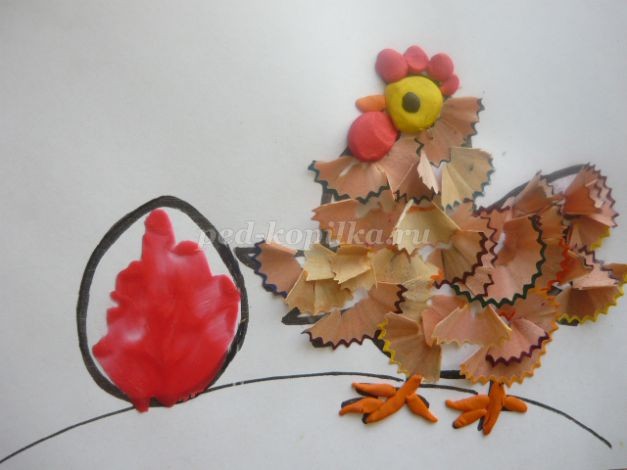 ​Курочка из стружки и пластилина: часть 1