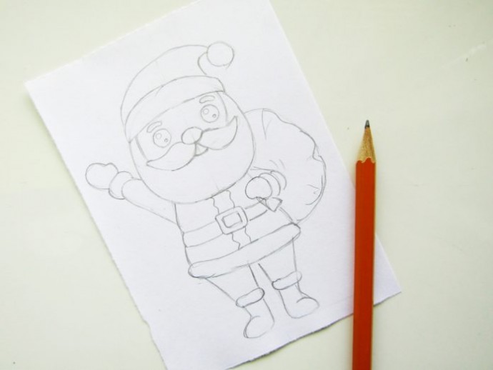 ​Рисуем Деда Мороза с мешком