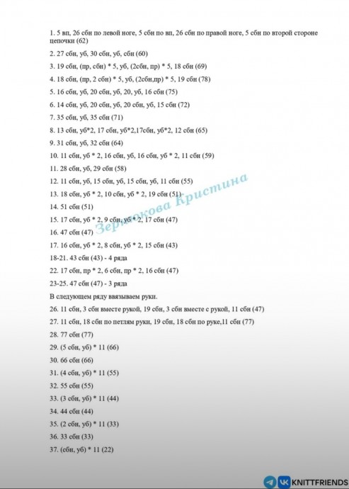 ​Вязаное тело куклы