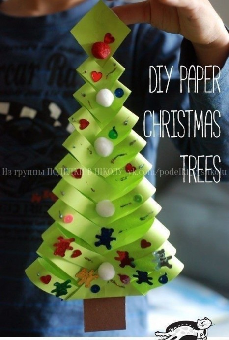 ​Ёлочка из цветной бумаги