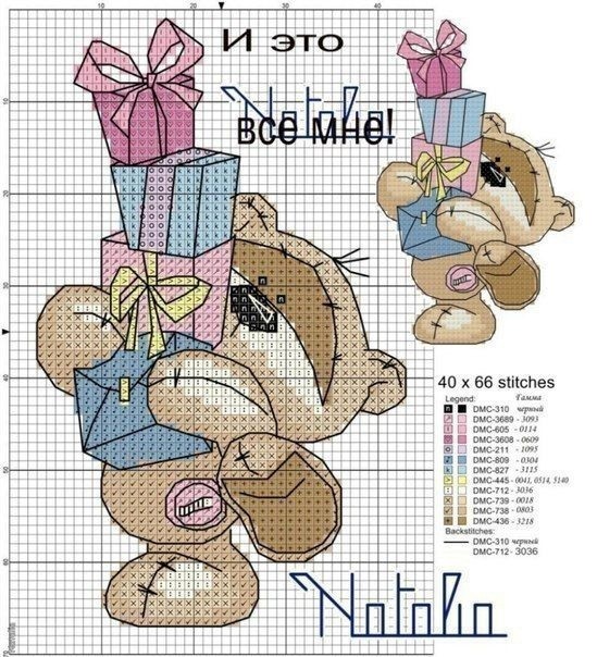 Вышиваем забавных мишек Вышиваем забавных мишек