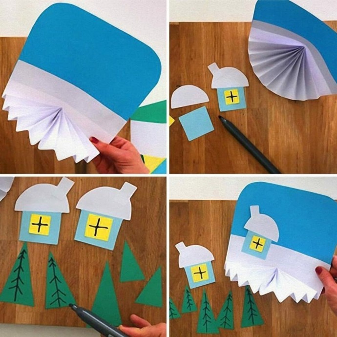 Поделка из бумаги "Домик в лесу" Поделка из бумаги "Домик в лесу"