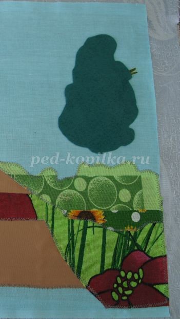 Аппликация из ткани по сказке "Колобок": часть 1