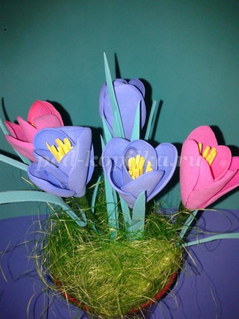 Крокусы из фоамирана детскими руками: часть 2 Крокусы из фоамирана детскими руками: часть 2