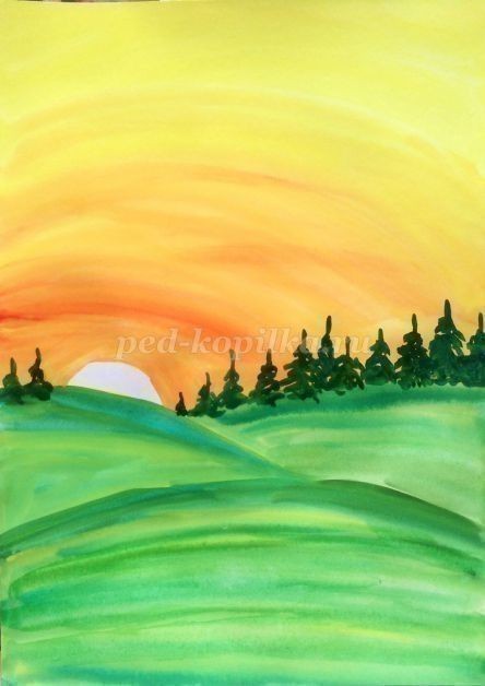 Петушок гуашью