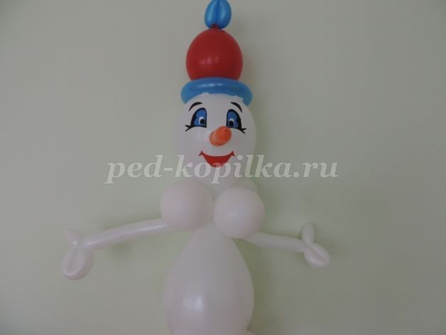 Мастер-класс по моделированию из воздушных шариков снеговика: часть 5