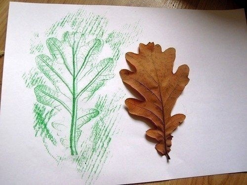 Рисование с помощью осенних листьев