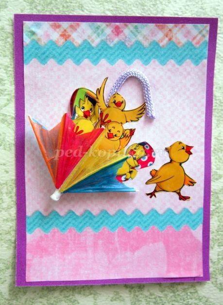 ​Открытка с цыплятами в технике скрапбукинг: часть 2