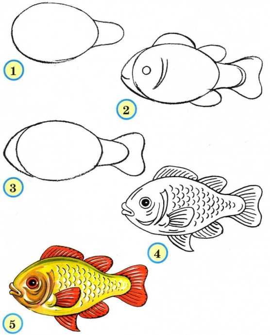 ​Рисуем с детьми рыб
