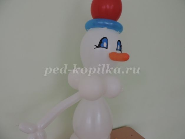 Мастер-класс по моделированию из воздушных шариков снеговика: часть 5