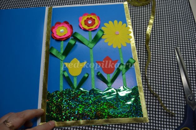 ​Открыточка с цветами и лентами маме на 8 Марта: часть 5