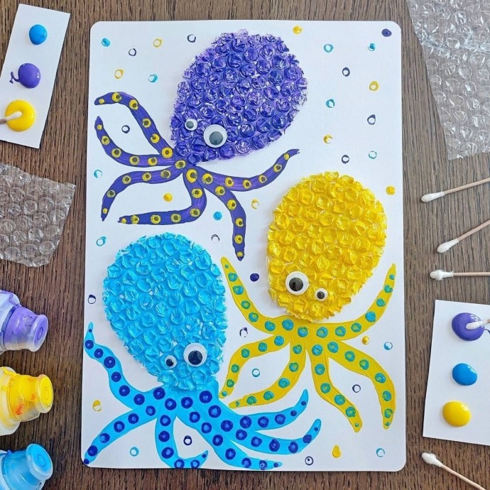 Разноцветные осьминожки