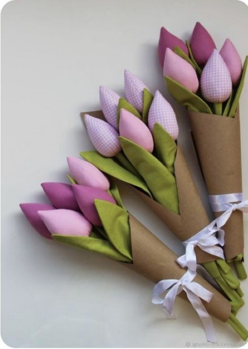 Тюльпаны из ткани Тюльпаны из ткани