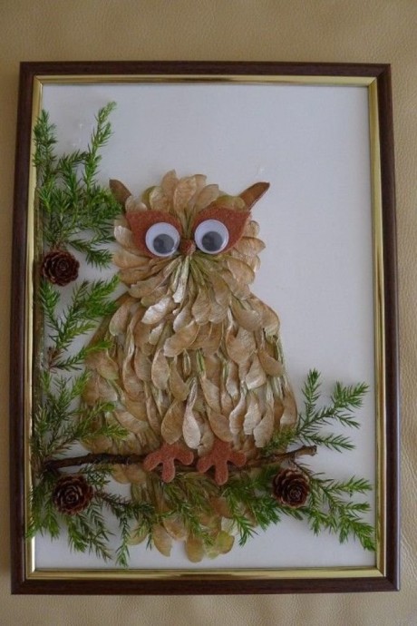 Совы из природных материалов