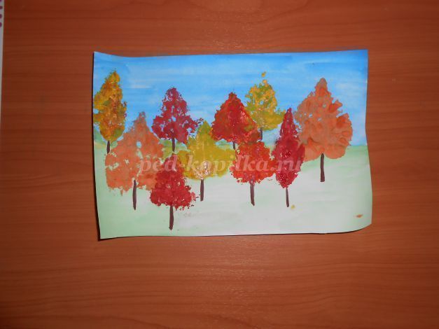 Осенний пейзаж в нетрадиционной технике рисования