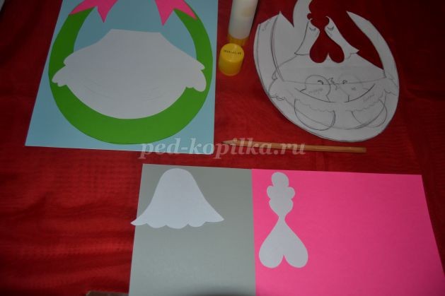 ​Открытка с курочкой и цыплятами: часть 2