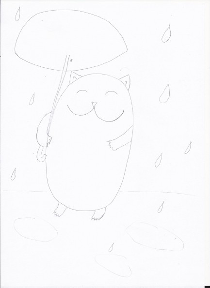 ​Рисуем кота под зонтиком