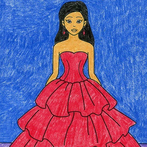 ​Рисуем девочку в платье принцессы