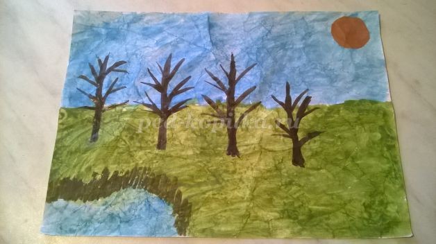 Рисование на мятой бумаге