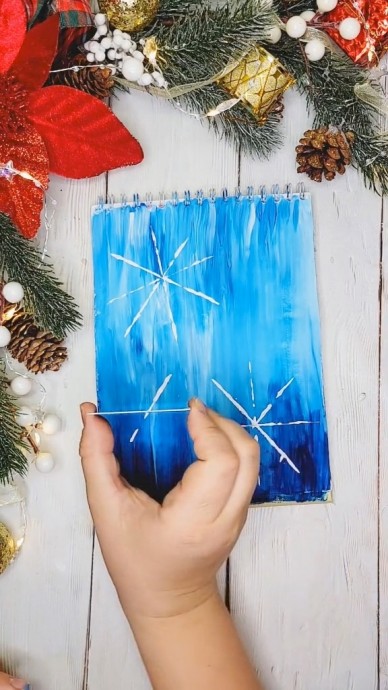 Рисуем зимние снежинки