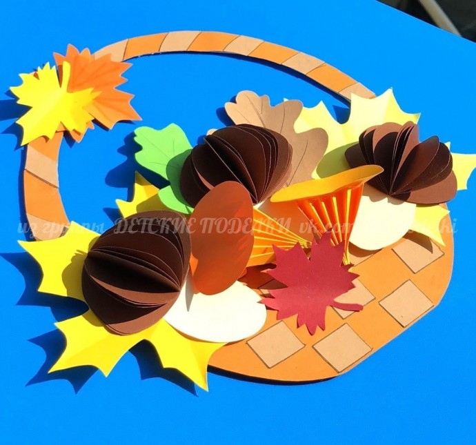 Объёмная осенняя поделка "Лукошко с грибами"