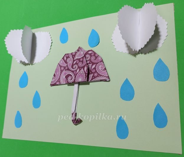 ​Осенняя аппликация "Зонтик": часть 3