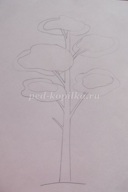 Рисование сосны в технике акварель