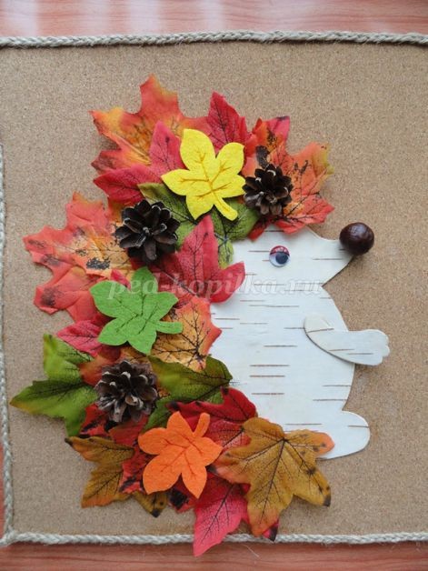 Аппликация с использованием природного материала: ёж в дороге Аппликация с использованием природного материала: ёж в дороге