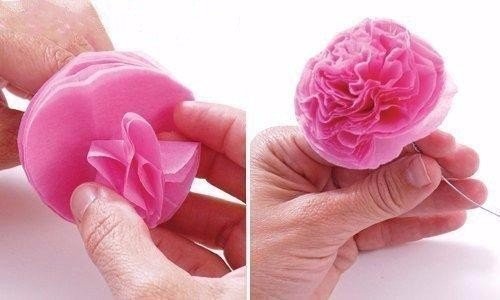 Интерьерный цветочный шар из гофрированной бумаги детскими руками