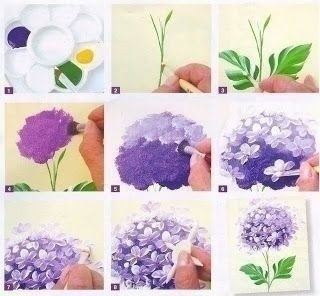 Как рисовать сирень и гортензию