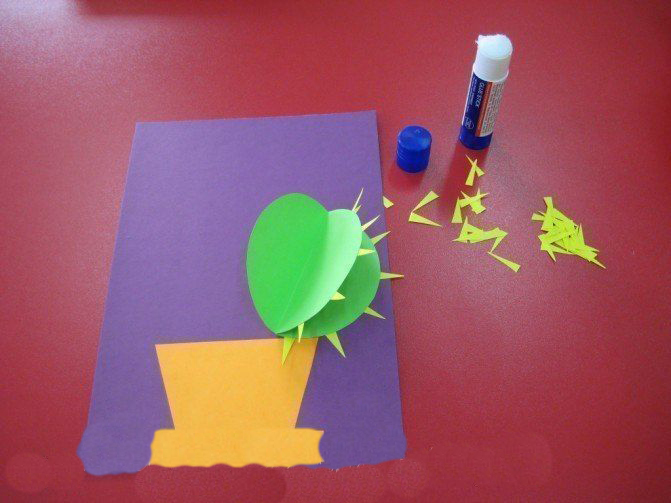 Объемная аппликация "Цветущий кактус"