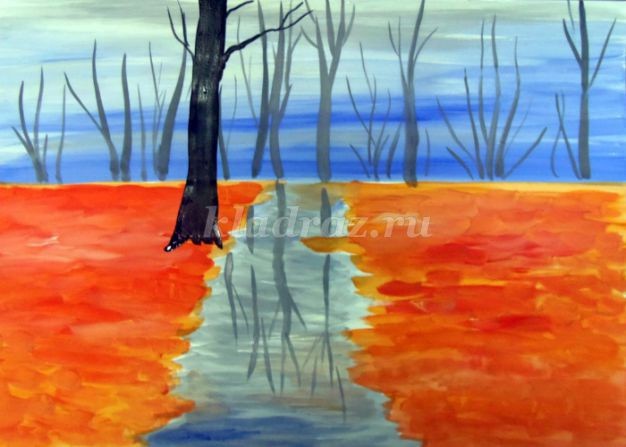 Рисуем с детьми тропинку в осеннем лесу