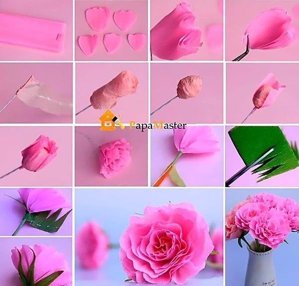 ​Цветочки из цветной бумаги